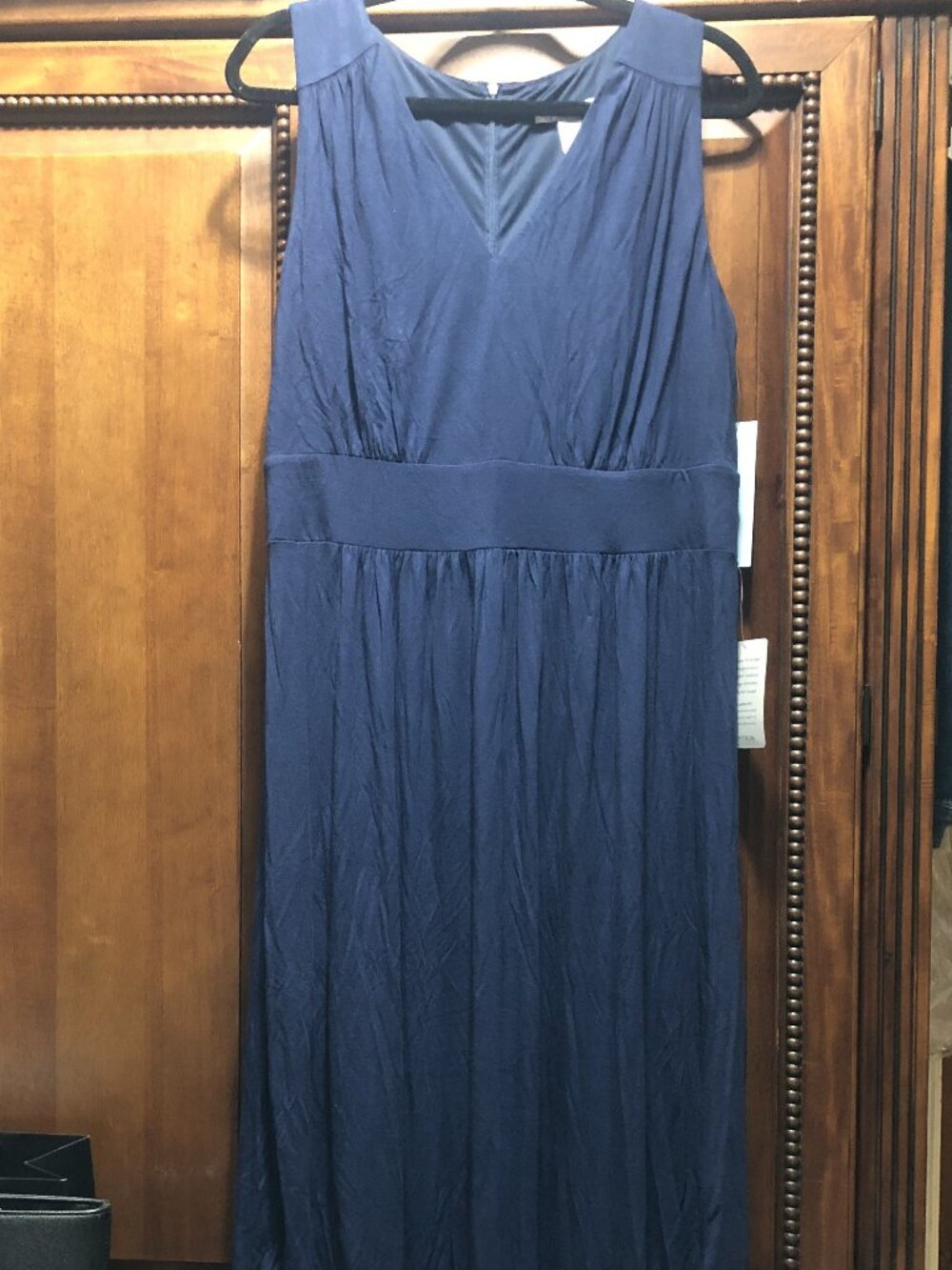 London Times NWT Navy Blue V-Neck Empire Waist Maxi Dress XL